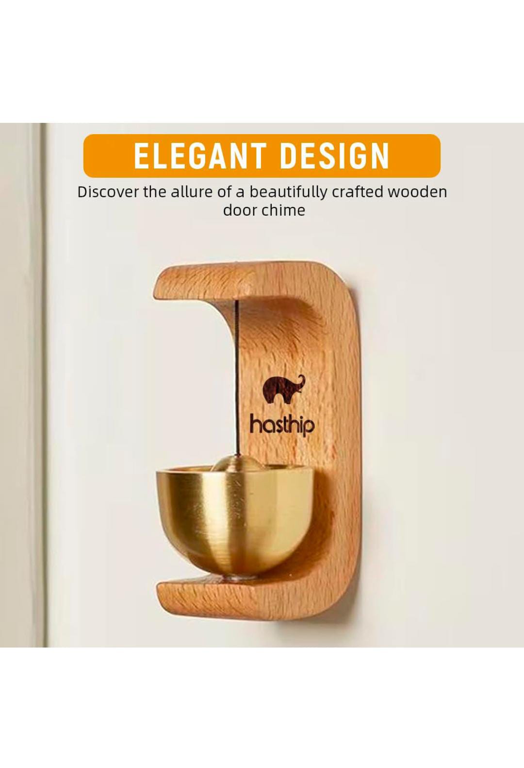 Wooden Door Chime with Brass Bell